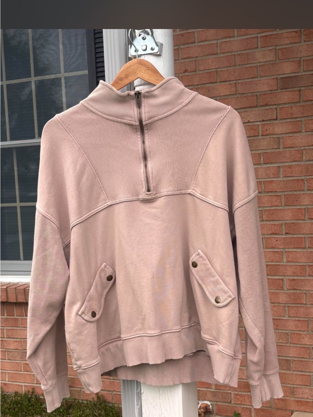 Aerie Blush Pink Half-Zip Pocket Pullover